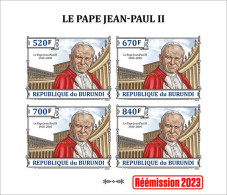 Burundi 2023, Pope J. Paul II, Sheetlet3 IMPERFORATED - Unused Stamps