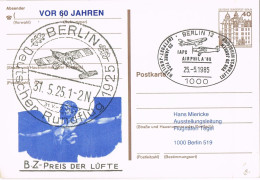 54542. Entero Postal BERLIN (Alemania Berlin) 1985. Berlin RUNDFLUG 60 Jahren. B.Z. - Cartes Postales - Oblitérées