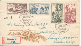 Czechoslovakia Registered FDC 20-9-1956 With Cachet Sent To Sweden - FDC