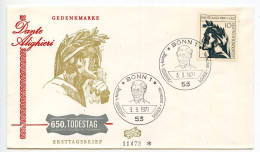 Germany, West 1971 FDC Scott 1073 Poet Dante Alighieri, 650th Anniversary Of Death - 1971-1980