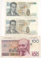 Belgium 1964. 20Fr (2x) + 1982-1994. 100Fr T:F Belgium 1964. 20 Francs (2x) + 1982-1994. 100 Francs C:F - Non Classificati