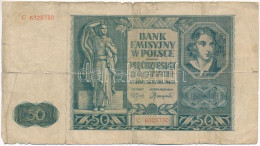 Lengyelország / Német Megszállás 1941. 50Zl "C" T:VG Beszakadások, Lyukak Poland / German Occupation 1941. 50 Złotych "C - Non Classés