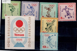 BULGARIA  1964 SUMMER OLYMPIC GAMES TOKYO 64 MI No 1488-93 + BLOCK 14 MNH VF!! - Ungebraucht