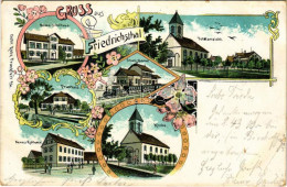 T3 1907 Friedrichsthal (Saar), Kirche, Neues Rathaus, Staats-Bahnhof, Pfarrhaus, Neues Schulhaus, Totalansicht / Church, - Non Classificati