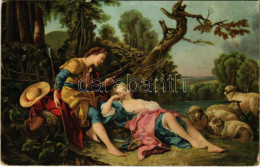 ** T2/T3 Die Engeschlummerte Schäferin. Stengel Litho S: Francois Boucher - Zonder Classificatie