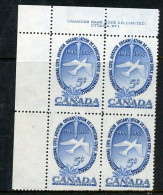 Canada 1954 MNH Plate Block  "United Nations-ICAO" - Ungebraucht