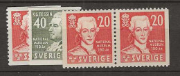 1942 MH Sweden Mi 291-92 + Pair - Ungebraucht