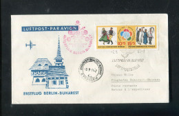 "DDR" 1963, INTERFLUG-Erstflugbrief "Berlin-Bukarest" Frankiert Mit Zusammendruck Mi. W Zd 42 (L0133) - Airmail