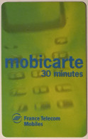 MOBICARTE 30 MINUTES - Verte / Petit Cadre - Carte Téléphone Utilisée  - Mobicartes