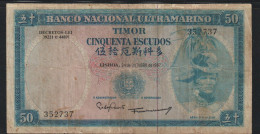 TIMOR - NOTA DE 50 ESCUDOS  DE 1967 - MBC - Timor