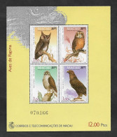 SE)1993 MACAO, FAUNA SERIES, BIRDS OF PREY, SS WITH CONTROL NUMBER, MNH - Gebraucht