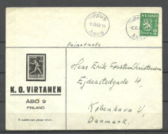 FINLAND FINNLAND Suomi 1946 O Turku 9 Commercial Cover To Denmark - Covers & Documents