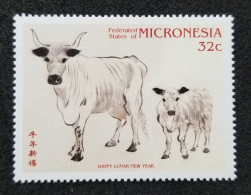Micronesia Year Of The Ox 1997 Chinese Ancient Painting Cow Lunar Zodiac (stamp) MNH - Micronésie