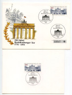 Germany 1991 2 FDCs Scott 1622 Brandenburg Gate Bicentennial - 1991-2000