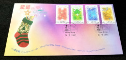 Hong Kong Merry Christmas 2002 (stamp FDC) *glitter Foil *unusual - Covers & Documents