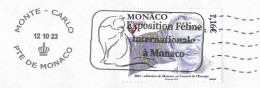MONACO FLAMME  EXPOSITION FELINE NTERNATIONALE, TIMBRE ADHESION DE MONACO AU CONSEIL DE L EUROPE 2023, VOIR LES SCANNERS - Cartas & Documentos