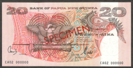 Papua New Guinea 20 Kina P-10es 2002 Specimen CA02 000000 UNC - Papouasie-Nouvelle-Guinée