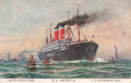 TRANSPORTS - United States Lines - S.S America - Colorisé - Carte Postale Ancienne - Other & Unclassified