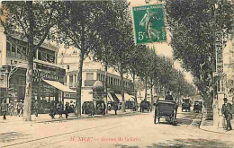 06 - Nice - Avenue De La Gare - Animée - Attelage De Chevaux - Commerces - Oblitération Ronde De 1910 - CPA - Voir Scans - Schienenverkehr - Bahnhof