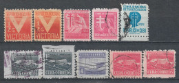 1942-1957 CUBA Postal Tax Lot Of 10 Used Stamps (Michel # 6,10,11,16,21,22,34) CV €3.00 - Usados