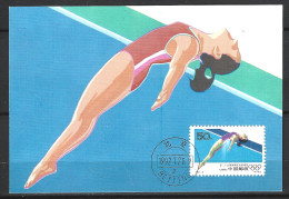 CHINE. N°3123 De 1992 Sur Carte Maximum. Plongeon. - Tuffi