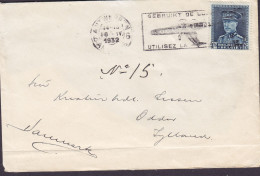 Belgium Slogan Flamme 'Utilisez La Poste Aerienne' ANTWERPEN 1932 'Petite' Cover Lettre ODDER Jylland Denmark Montenez - 1929-1941 Gran Montenez