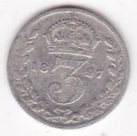 Grande Bretagne. 3 Pence 1897. Victoria, En Argent , KM# 777, - F. 3 Pence