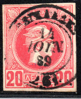 2813.GREECE,CORFU. 20L. SMALL HERMES HEAD, 261 REGLADES SCARCE POSTMARK - Used Stamps