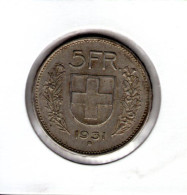 Suisse. 5 Francs Tête De Berger. 1931 B - 5 Francs