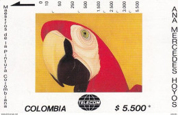 COLOMBIA(Tamura) - Ara Macao, Painting/Ana Mercedes Hoyo, Tirage 19000, Used - Colombie