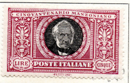 2815. 4/5.ITALY,1923 # 165-170 MANZONI STUCK ON PART ALBUM PAGE. - Mint/hinged