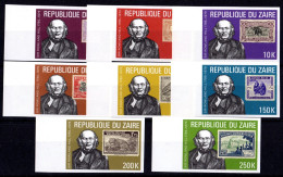 Zaire 1980, Rowland Hill, Stamp On Stamp, Wild Cat, Monkey, Elephant, 8val IMPERFORATED - Rowland Hill