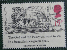 Edward Lear Cartoon Cat Bird Duck Owl (Mi 1170 1173 1988 Used Gebruikt Oblitere ENGLAND GRANDE-BRETAGNE GB GREAT BRITAIN - Usati