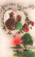 FANTAISIE - Homme - Soldat Et Sa Femme - Mon Cœur Bat Pour Vous - Roses Rouges - Carte Postale Ancienne - Männer