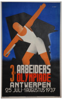 „3.ARBEIDERS OLYMPIADE ANTWERPEN1937“Workers’ Olympiad Poster (affiche Anvers Belgique Jeux Olympiques Olympic Games1936 - Afiches