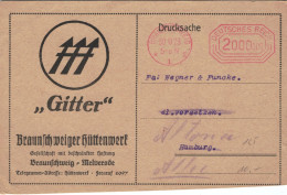 Gitter Braunschweig Melverode Hüttenwerk Gmbh Drucksache 30.10.1923 - Infla 2.000.000 Mark > Hamburg - Werbung - Máquinas Franqueo