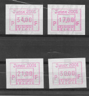 Belgium FRAMAS - From CHARLEROI (4)  + BELGICA 2001 (4) + Junex 2001 (4) - See Scans & Notes - Postfris