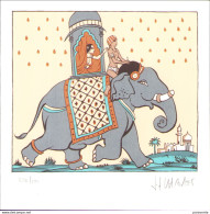 JF CHARLES : Carte Double Sérigraphiée L'ELEPHANT (ns) - Illustratoren A - C