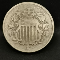 5 CENTS ECUSSON SHIELD NICKEL Sans Rayon 1867 USA - 1866-83: Shield (Écusson)