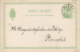 DENMARK 1889 POSTCARD MiNr P 28 I SENT FROM VIBORG TO RANDERS - Postwaardestukken