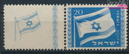 Israel 16 Mit Halbtab (kompl.Ausg.) Postfrisch 1949 Nationalflagge (10348772 - Unused Stamps (with Tabs)