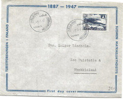 Finland   1947 60th Anniversary Of The Tourism Association, Koli Heights In Eastern Finland Mi 346 FDC - Lettres & Documents