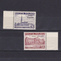 DANZIG 1937, Mi# 32-33, Overprint, MH - Port Gdansk