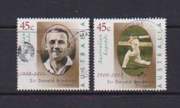 AUSTRALIA    2001    Sir  Don  Bradman   Set  Of  2    USED - Gebraucht