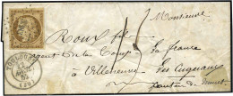 Obl. 1 - 10c. Bistre-jaune Obl. PC 3383 S/lettre Frappée Du CàD De TOULOUSE Du 22 Avril 1852. Taxée à 15d. à Destination - 1849-1850 Cérès