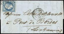Obl. 10 - 25c. Bleu (déf.) Obl. PC 441, S/lettre Frappée Du CàD De BORDEAUX Du 19 Septembre 1853 Avec Cursive "45 PONT D - 1849-1850 Cérès