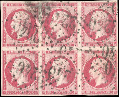 Obl. 17B - 80c. Rose. Bloc De 6. Obl. GC 2240. TB. - 1853-1860 Napoléon III.