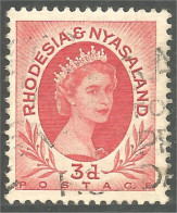 760 Rhodesia Nyasaland Queen Elizabeth II 3d Rose (RHO-33c) - Rhodesia & Nyasaland (1954-1963)