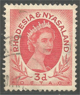 760 Rhodesia Nyasaland Queen Elizabeth II 3d Rose (RHO-33a) - Rhodesia & Nyasaland (1954-1963)