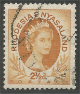 760 Rhodesia Nyasaland Queen Elizabeth II 2 1/2d Orange (RHO-32a) - Rhodesia & Nyasaland (1954-1963)